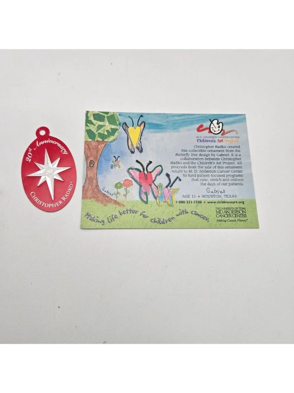Christopher Radko Ornament Butterflies Childrens Art Project Gabriel Boxed